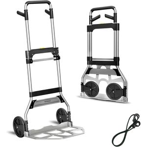 Carrello Pieghevole Portatile in Alluminio con Capacità di 150 kg, Ruote in Gomma da 7 Pollici e Manico Telescopico - Product Image 1