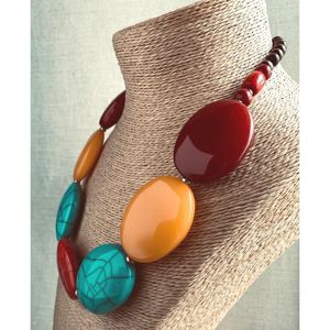 Luxury Rainbow Resin <b>Necklace</b> Handmade Round Bead <b>Statement</b> <b>Necklace</b> Colorful Women's Fashion Jewelry Wholesale - Product Image 6