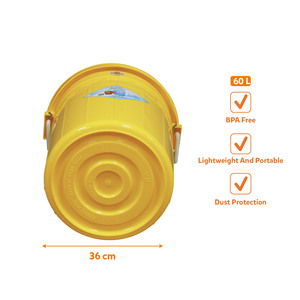 60L Thickened Virgin PP Plastic Water <b>Bucket</b> <b>with</b> Lockable <b>Lid</b> Dual Handles Lightweight Portable Container for Household Storage - Product Image 3