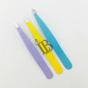 Pince à épiler pour sourcils haut de gamme en acier inoxydable, modèle Mink, lot de pinces à épiler pour sourcils, droites et biseautées, très demandées, avec logo personnalisable, bleues - Product Image 2