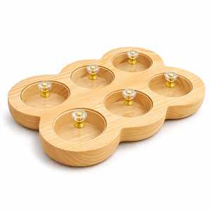 Wooden Handcrafted Food Safe Spice <b>Box</b> <b>Masala</b> Dabba Acrylic Lid with 6 Round Compartments Rectangular Pine Wood Spice <b>Box</b> Set - Product Image 1