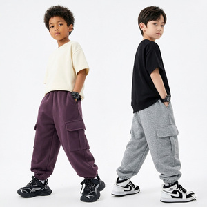 Pantalon en jean respirant pour garçon, léger, couleur unie, taille élastique, style jogger, multi-poches, décontracté, pour l'extérieur, vente en gros - Product Image 4