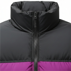 Chaqueta acolchada morada de alto brillo al por mayor, chaqueta con capucha y acabado brillante, ropa de abrigo reflectante para hombre, chaqueta acolchada personalizada - Product Image 6