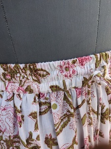 New Arrival Indian Hand Block Printed White Cotton Long <b>Skirt</b> Dress for Women Casual Style <b>Elastic</b> Waistband Breathable <b>Skirt</b> - Product Image 6