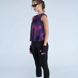 Women's Solid Casual <b>Knitted</b> Lace <b>Tank</b> <b>Top</b> Purple Flowy O-Neck Sleeveless Athletic Vest ODM Made in Bangladesh - Product Image 6
