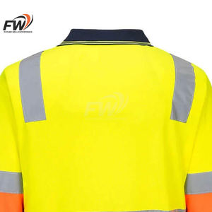 Chemise polo de travail à manches longues en polyester pour mécaniciens, construction, haute visibilité, réfléchissante, sécurité, travail automobile, construction - Product Image 5