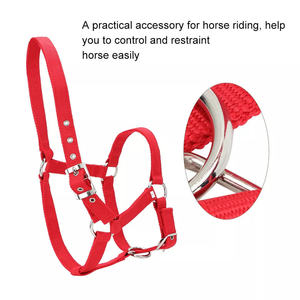 Red Nylon Horse Halter with Metal Hardware Adjustable Fit Equestrian Head Collar Personalized Horse Halter Strong Nylon <b>Halters</b> - Product Image 3