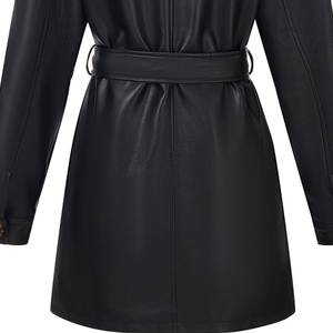 Solid Trader Light Weight Breathable Premium Quality Elegant Cut Weatherproof Outside Duster Shield Womens <b>Long</b> <b>Leather</b> <b>Jacket</b> - Product Image 6