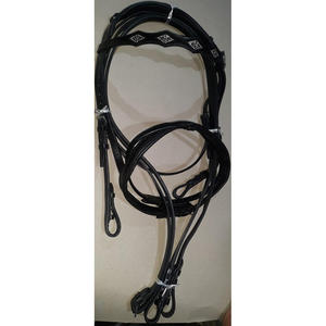 Brida Inglesa de Cuero para Caballo con Cristales Negros MH Global Exports MH-HB-89 Logotipo Personalizado Disponible - Product Image 1