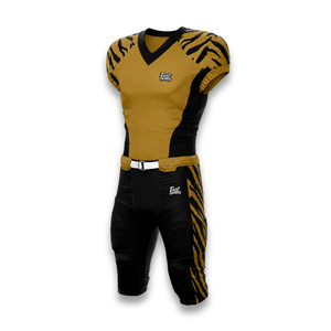 Premium Men's Sleeveless American Football Jersey Black Gold Striped V-<b>Neck</b> Moisture Wicking Fitted Sport Apparel - Product Image 4