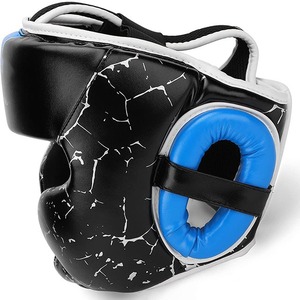 Blue Black Crack Pattern PU Boxing Headgear Protective Full Face Training Gear for Muay Thai MMA Sparring Kickboxing Gym - Product Image 2