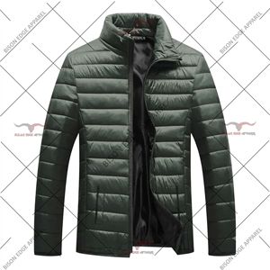 Hot Selling Men's Waterproof <b>Packable</b> Puffer Hooded <b>Jacket</b> Mandarin Collar Front Logo Standard Plus Sizes Autumn Made Pakistan - Product Image 6
