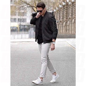 Chaquetas Bomber Personalizadas al por Mayor para Hombre, Ropa de Trabajo y Streetwear, con Ribete Acanalado en el Cuello, Bordado Chenille e Impresión - Product Image 2