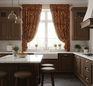 Decorative Tiger Print Dense Floral <b>Window</b> <b>Curtain</b> Panel 70% Light Blocking Premium Printed Fabric Drapes for Living Room - Product Image 2