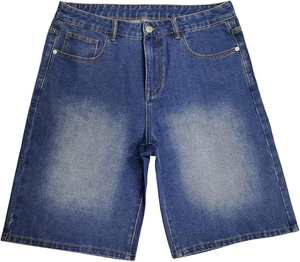 Wholesale Men's Unisex High Button Front Straight Fit Denim 100% Cotton Bermuda <b>Shorts</b> Summer Vintage Street Wear Casual Quick - Product Image 4