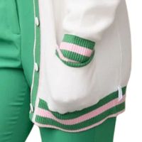   Cardigan en cachemire brodé pour femme, style rétro, rayé, tricoté, boutonné, doublure en laine premium, séchage rapide, manches longues