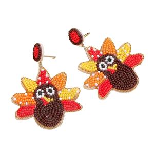 Boucles d'oreilles pendantes tendance en forme de fleur, style bohème, faites à la main, en perles de verre plaquées argent, pour femme, idéales pour les soirées - Product Image 1