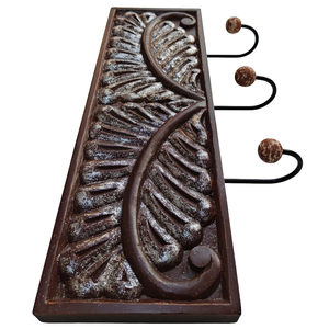 Smart Art Wood Carving Brown Painted <b>Wall</b> Hangings <b>Key</b> Hanger 3 <b>Hooks</b> Designed Wooden <b>Wall</b> Decor Clothing Hanger Engineered Wood - Product Image 5