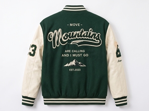 Chaqueta Varsity Unisex Verde con Letra R, Cierre de Botones, Bolsillo Frontal Bordado, Corte Regular, Estilo Urbano, Ropa de Invierno 3D - Product Image 3