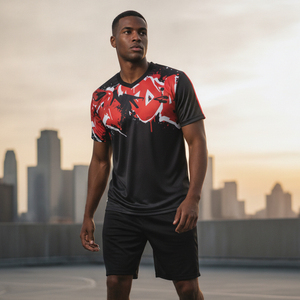 T-shirt d'entraînement extensible quadridirectionnel pour hommes, vêtements de sport fonctionnels pour la gym et le fitness, marque privée, séchage rapide, tenue athlétique pour la course à pied - Product Image 5