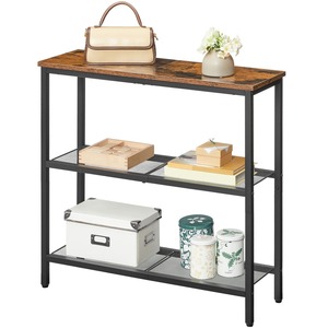 Organisateur de rangement moderne pour couloir étroit avec support à trois niveaux, surface métallique et structure en fer, meuble de salon - Product Image 5