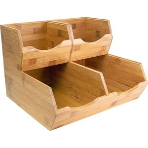 Contenedores de Almacenamiento de Bambú para Despensa, Juego de 3 Organizadores Deslizantes para Frutas y Verduras, Elegantes y Prácticos para Almacenar Papas, Cebollas y Alimentos - Product Image 1