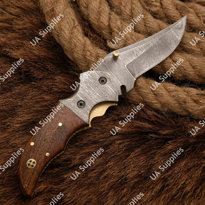 Couteau de poche pliant artisanal professionnel en acier Damas, manche en bois de rose, ultra-affûté, système de verrouillage Liner Lock, 56-58HRC, vente chaude, haute qualité - Product Image 2