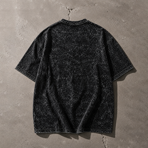 เสื้อยืดแขนสั้นผ้าฝ้าย 100% ล้างสีแบบแอซิดวอช ทรงปกติสำหรับผู้ชาย เป็นมิตรกับสิ่งแวดล้อม แห้งเร็ว ระบายอากาศได้ดี สไตล์ลำลองแนวสตรีทแวร์ - Product Image 5