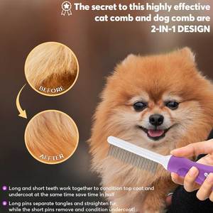 Peine de Doble Cara para el Cuidado de Mascotas, con Dientes de Acero Inoxidable para un Aseo Suave - Product Image 4