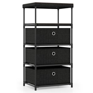 Mobiletto porta biancheria a 3 cassetti con cassetti rimovibili e pieghevoli, piano in legno industriale, struttura in metallo, stile rustico, kit anti-ribaltamento. - Product Image 1