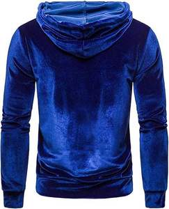 Wholesale OEM Customized Velvet Hoodies Relaxed Oversized Breathable Pullover <b>Velour</b> Hoody for Men & Women Spandex/Cotton - Product Image 2