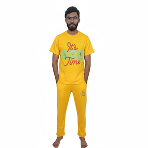 Conjuntos de camiseta y pantalón de verano para hombre, talla grande, térmicos, transpirables, de color sólido, 100% algodón, venta al por mayor. - Product Image 1