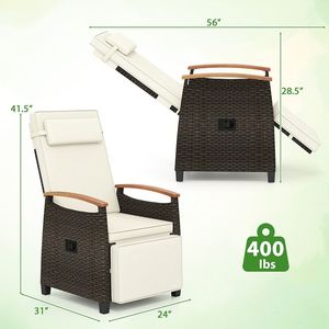 Sedia Reclinabile da Giardino in Vimini con Schienale e Poggiapiedi Regolabili - Product Image 5