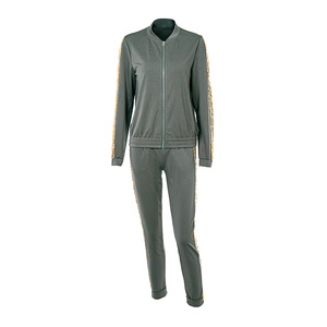 Conjunto Deportivo Casual de 2 Piezas para Mujer, Chaqueta Bomber con Cierre y Lentejuelas a Rayas, Pantalones Jogger, Ropa Deportiva OEM - Product Image 1