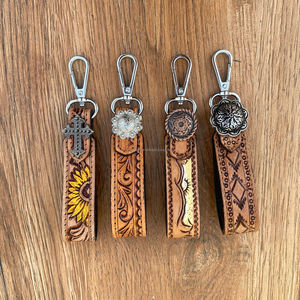 Nouveau haute qualité outillé à la main en cuir véritable Mini clé Clip Western peau de vache multifonctionnel bracelet porte-clés accessoires pour femmes - Product Image 4