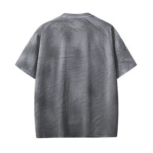 T-shirt vintage rétro pour femmes et jeunes filles, robe courte en jersey tendance, teinture inversée, effet délavé, épaules tombantes, printemps-été, modèle uni - Product Image 4