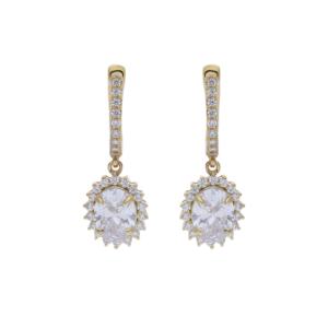 Pendientes de aro de diamantes naturales y piedras preciosas colgantes de oro de 14 quilates para mujer, joyería Premium - Product Image 1