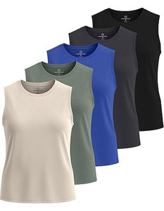 Camiseta sin mangas rosa para mujer, cuello redondo, satén, bordado 3D, secado rápido, transpirable, tejido de punto, color liso, deportiva - Product Image 2