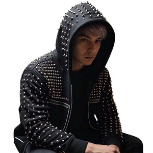 Vente en gros Streetwear Sweat à capuche épais et surdimensionné Sweat à capuche zippé sans ficelle Vintage Acid Wash Sweat à capuche pour homme en coton mélangé - Product Image 1