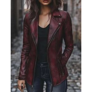 Veste matelassée en cuir véritable noir surdimensionnée de style motard, tendance streetwear - Product Image 3