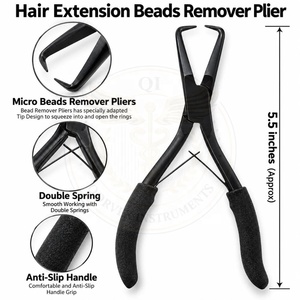 Kit d'outils professionnels en acier inoxydable de qualité chirurgicale pour extensions capillaires – Pince à micro-anneaux, perles nano, aiguille à boucle, pinces – Durable - Product Image 4