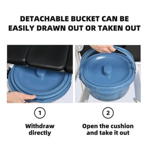 Sedia a rotelle per doccia e WC 2-in-1 con telaio in lega di alluminio, altezza regolabile 38-42 pollici, pedale pieghevole per attrezzature di sicurezza in bagno - Product Image 5