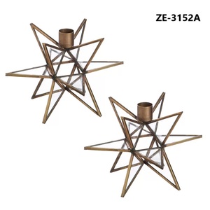 Ensemble de porte-bougies en métal géométrique moderne, porte-bougies décoratif pour bougies coniques et pilier, centre de table pour la décoration de la maison - Product Image 1