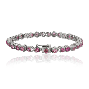 Gorgeous Design <b>Infinity</b> Knot Style 925 Sterling Silver 100% Authentic Pink Tourmaline Prong Set Tennis <b>Bracelet</b> - Product Image 3