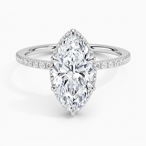 Anillo BOJ 059 con Corte Marquesa, Plata 925, Anillo de Diamantes Gala Halo, 2ct, Color D, VVS1, Moissanita, Certificado GRA, Anillo de Boda a Bajo Precio - Product Image 1
