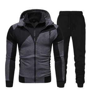 Wholesale Mens Hoodie Tracksuit Set Cotton <b>Fleece</b> <b>Joggers</b> Full Zipper Casual Custom Sportswear - Product Image 5