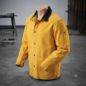 Veste de soudeur en cuir de vachette de haute qualité, résistante aux étincelles, protection industrielle robuste, niveau de sécurité 500-1000°C - Product Image 2