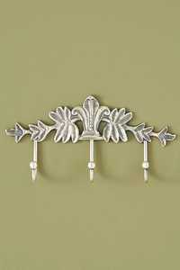 Vintage Metal Wall <b>Hook</b> Rack With 3 <b>Hooks</b> Flower Pattern Decorative Hardware Custom Design Silver <b>Hooks</b> & <b>Rails</b> For Home Decor - Product Image 4
