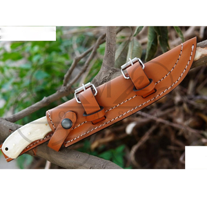 Étui en cuir marron fait main de qualité supérieure pour couteau à lame fixe avec boucle réglable pour ceinture, housse en cuir pour la chasse, le camping et les activités de plein air - Product Image 3