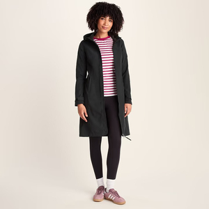 <b>Women</b> Long Softshell <b>Jacket</b> Hooded <b>Zip</b> <b>Up</b> Windproof Waterproof Casual Outdoor Coat Black Woven Polyester Material - Product Image 4